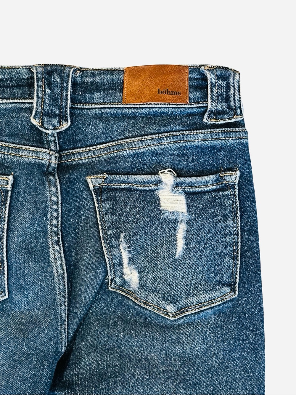 Bohme High-Rise Distressed Skinny Jeans in Dark Blue - Size 28 - Picture 4 of 4